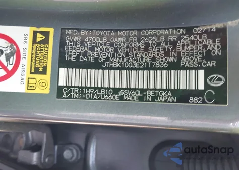 2014 Lexus Es 350 z USA, uszkodzony, nr VIN JTHBK1GG3E2117836